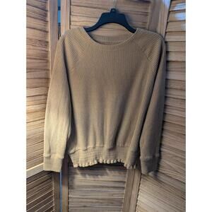 Nine West Women's Size XL Tan Elastic Waist Knit Long Sleeve Sweater